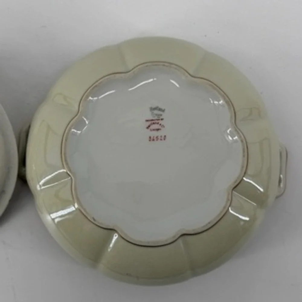 Haviland Limoges France Covered Vegetable Dish Pink Roses Green Gold 34520